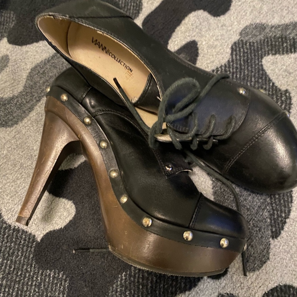 Sexy studded, leather high heels